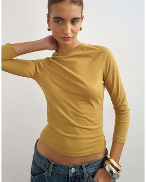 TOPSHOP Effen Raglantop Met Verkorte Mouwen - Geel