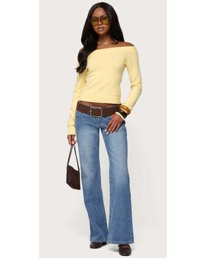 Edikted Kiarah Low Rise Flared Jeans - Blue