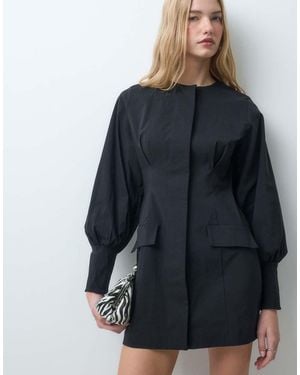 ASOS Gestructureerde Mini Blazerjurk Met Knopen - Blauw