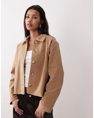 Gina Tricot Faux Suede Short Jacket - Natural