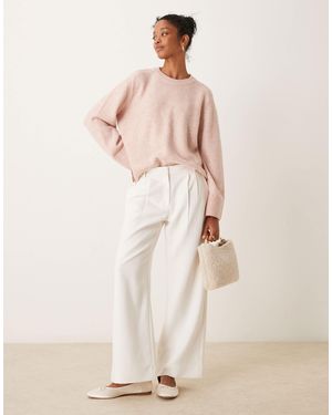 Abercrombie & Fitch Wide Leg Tailored Pants - Natural