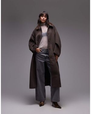 TOPSHOP Belted Longline Formal Coat - Grey