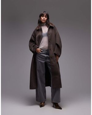 TOPSHOP Belted Longline Formal Coat - Grey