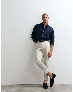 ASOS Tailored Linen Rich Tapered Trousers - Natural