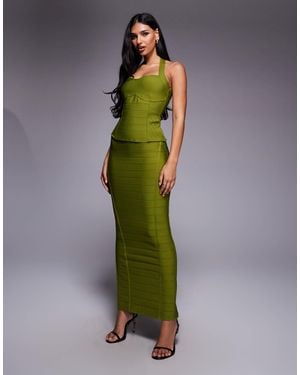 Kaiia – exclusive – hochwertiger, formender bodycon-maxirock - Grün