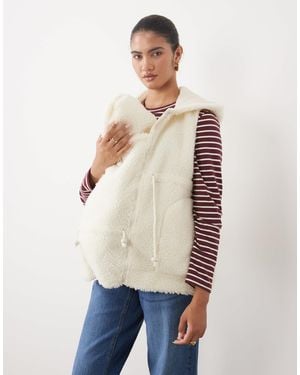 Mama.licious Mamalicious Maternity 3-In-1 Teddy Fleece Gilet - Natural