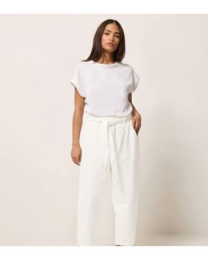 PixieGirl Petite Belted Barrel Jeans - Natural