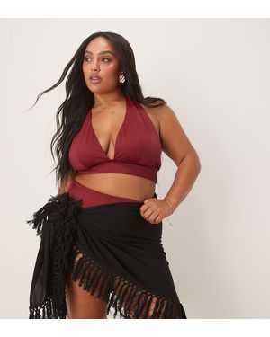 ASOS Asos Design Curve Beach Sarong With Fringing - Red