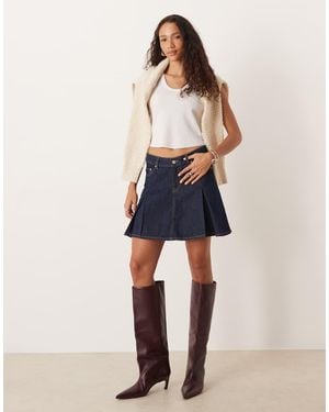 JJXX Pleated Denim Mini Skirt - Blue