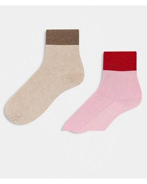 Cotton On Cotton On 2 Pack Ribbed Sparkle Crew Sock - Pink