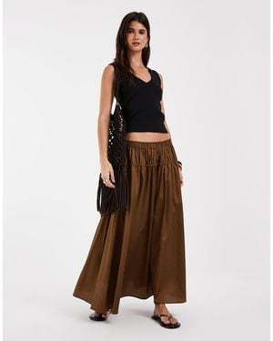 & Other Stories Drawstring Waist Detail Maxi Skirt - Brown