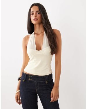 Tiger Mist Granger Halterneck Cup Detail Top - White