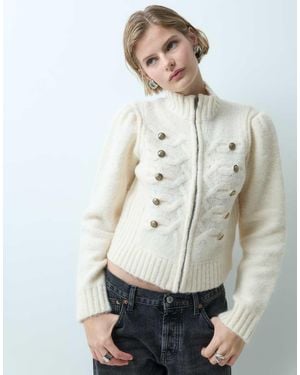 Miss Selfridge Gebreid Vest Met Rits En Utilitydetail - Wit