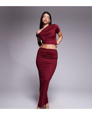 The Frolic Falda Larga Ceñida Con Parte Delantera Fruncida De Tejido Doble Ceñido Exclusiva De (Parte De Un Conjunto)-Rojo