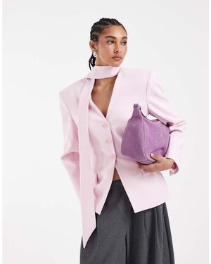 ASOS Getailleerde Blazer Met Sjaaldetail - Roze