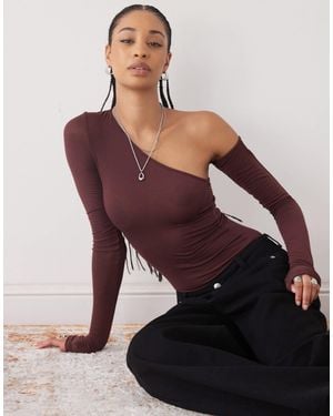 Weekday Super Soft Long Sleeve Top With Asymmetric Cut Out Detail - Red