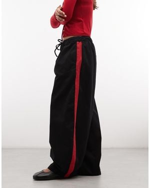 Collusion Pantalon xl baggy plissé coupe ballon à bande sportive rouge - Bleu