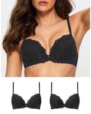 Ann Summers Sexy Lace Padded Plunge 2 Pack - Black