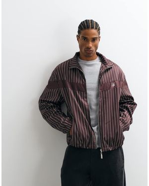 Liquor N Poker Boxy Pinstripe Track Jacket - Brown