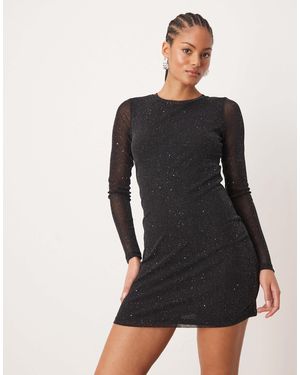 JDY Tall All Over Glitter Mini Dress - Black