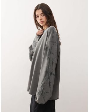 Weekday – langärmliges oversize-t-shirt - Grau