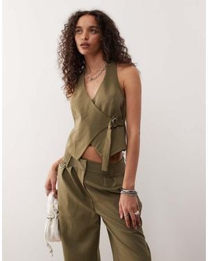 Collusion Fitted Tailored Waistcoat Co-ord - Green