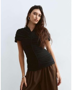 ARRANGE Premium Ruched Detail Top - Brown