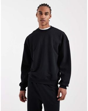 Only & Sons Sudadera Negra Extragrande Con Cuello Redondo De Tejido Grueso De 400 G/M² Premium De (Parte De Un Conjunto) - Azul