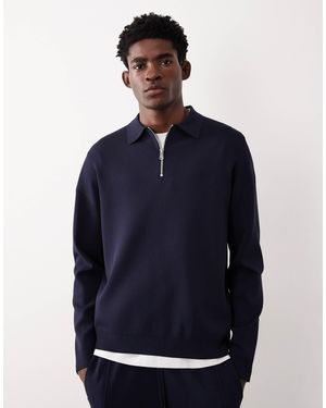 ASOS COLLECTIVE – locker geschnittenes polo-oberteil aus kompaktem strick - Blau