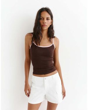Pull&Bear Relaxed Fit Cargo Bermuda Shorts - Brown