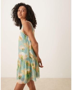 ASOS Drop Waist Chiffon Mini Dress - Multicolor
