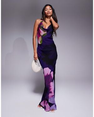 River Island Halterneck Floral Maxi Dress - Purple