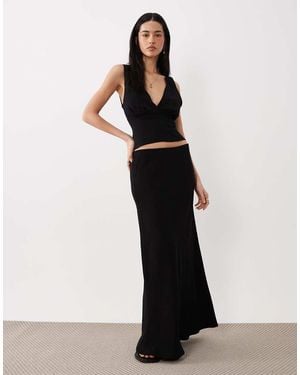 ASOS Linen Blend Low Rise Maxi Skirt - White
