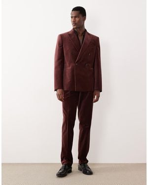 ASOS Slim Pleated Front Suit Trousers - Brown