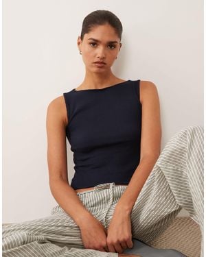 Brave Soul High Neck Singlet Top - Blue