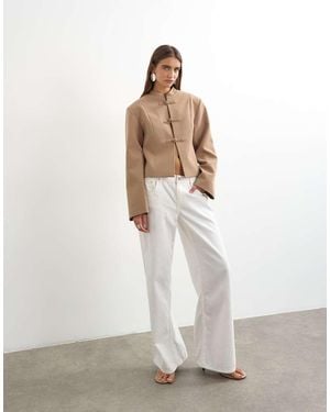 TOPSHOP Blazer Con Colletto Alla Coreana - Bianco