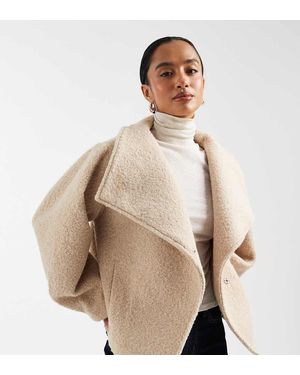ASOS Asos Design Petite Cosy Funnel Neck Oversized Clean Jacket - Natural