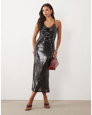 Vero Moda Cami Strap Sequin Midi Dress - Brown