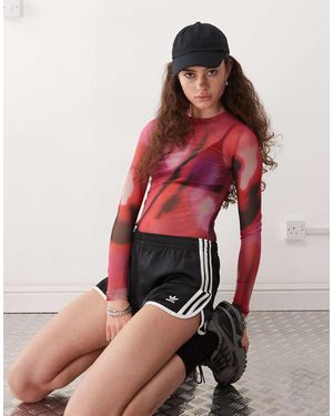 Weekday Sheer Mesh Long Sleeve Top - Pink