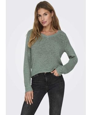 ONLY Geena pull en maille col v - Vert