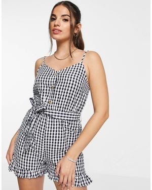 New Look – durchgeknöpfter playsuit - Blau