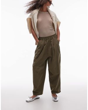 TOPSHOP Pantaloni A Pieghe Kaki A Palloncino - Neutro