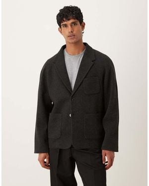 ASOS Wool Look Boxy Blazer - Black