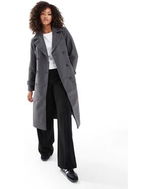 Vero Moda Double Breasted Belted Midi Coat - Grey