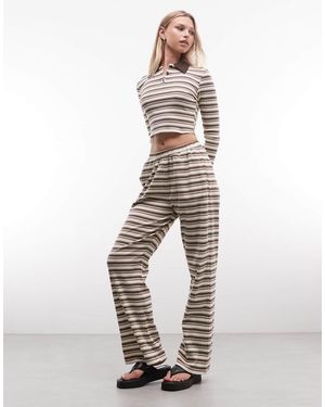 CERNUCCI Gestreepte Broek Met Wijde Pijpen En Elastische Taille - Wit