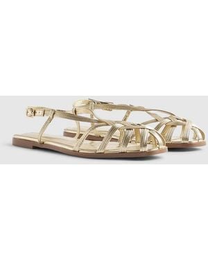 River Island Caged Flat Sandals - Natural