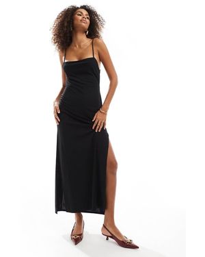 Bershka Strappy Midi Dress - Black