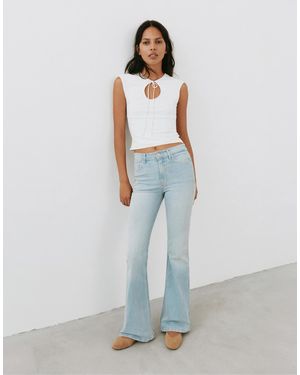Pull&Bear – eng geschnittene schlagjeans - Blau