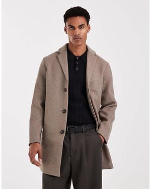 Only & Sons Wool Mix Overcoat - Brown