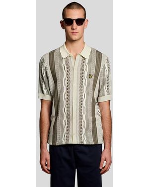 Lyle & Scott Mid Knits Brocade Jacquard Short Sleeve Knitted Shirt - Natural